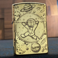 佐羅ZORRO蝕刻雙面精雕航員黃銅煤油打火機廠家批發工廠官方