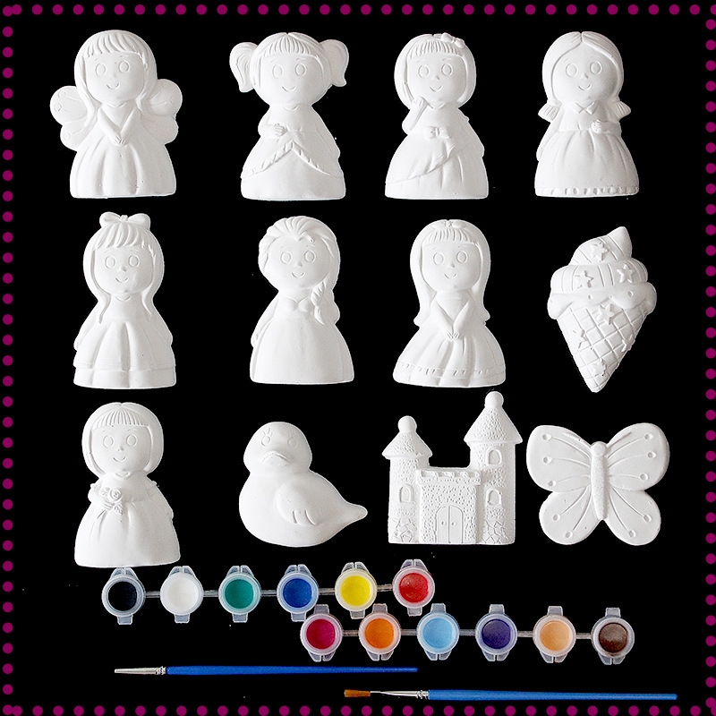 Para colorear yeso muñeca graffiti pintura juguetes educativos jardín de infantes creativo DIY producción yeso pintura de cerámica