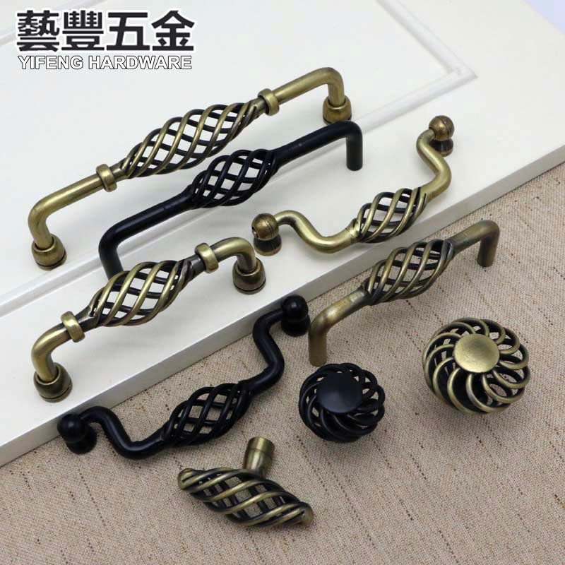 Birdcage Handle Creative Hollow Handle Black Handle Home Decoration Hardware Handle American Furniture Handle Bronze Birdcage