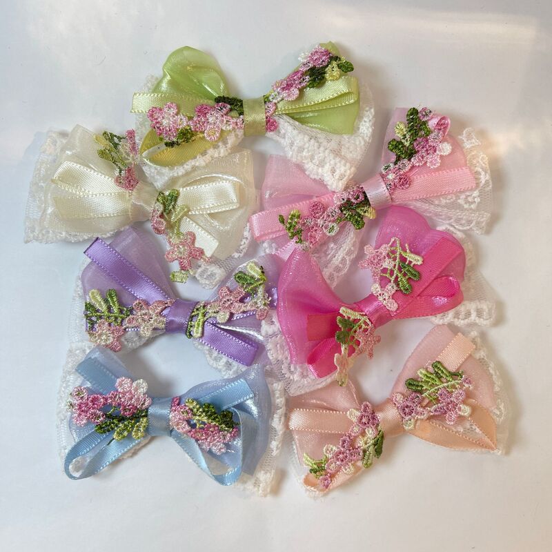New Korean Style Floral Bow Hair Accessory for Little Girls with Lace and Pearl Flowers New Korean Style Floral Bow Hair Accessory for Little Girls with Lace and Pearl Flowers