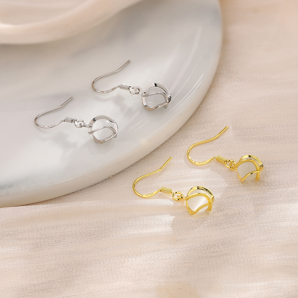 Pendientes borla con ópalo y circonita, espiral elegante, estilo celebridad