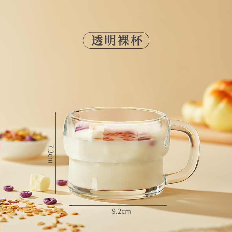 新商品の朝食カップのガラスミルクカップの取っ手のコップの女性のタイプは蓋のオート麦のコップの源のメーカーのオリジナルのコップを持ちます。|undefined