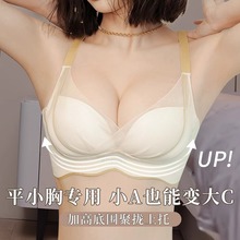 加厚内衣女小胸聚拢显大收副乳无钢圈调整型平胸专用无痕文胸罩