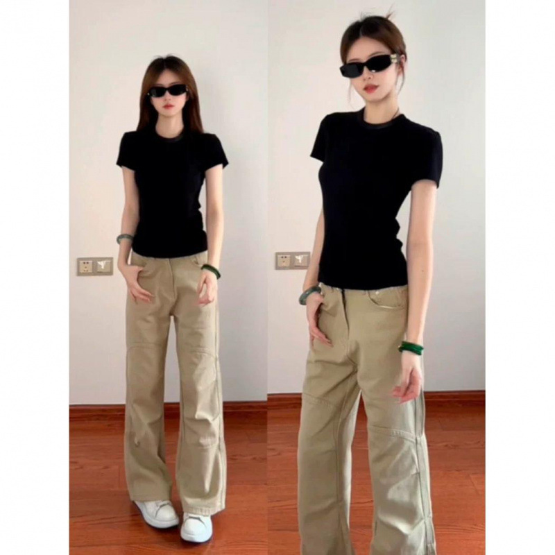 Black Regular Shoulder Short-Sleeve T-Shirt for Women, New 2026 Early Spring Summer Slim-Fit Versatile Top Black Regular Shoulder Short-Sleeve T-Shirt for Women, New 2026 Early Spring Summer Slim-Fit Versatile Top