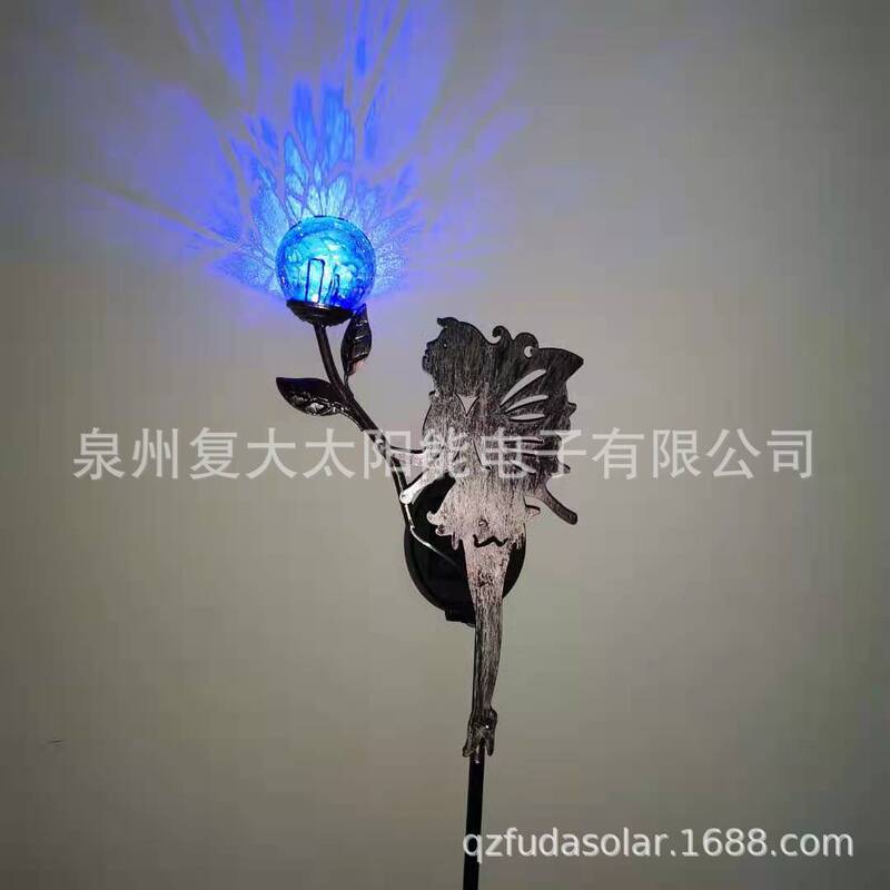 Spot Solar Flower Fairy Iron Lamp Led Glass Ball Flower Fairy Lamp Outdoor Courtyard Fairy Statue Lamp