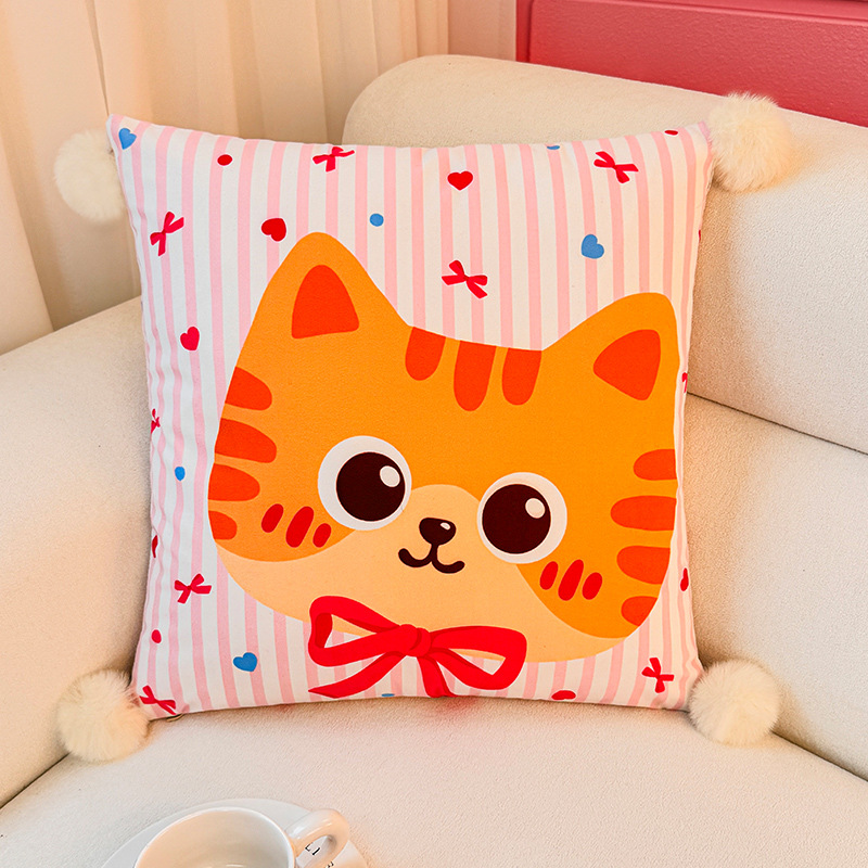 Almohada de azúcar en polvo Bobo Dudu Funda de almohada Sofá de sala de estar Almohada de cintura abstracta con estampado de cabecera Bola de pelo