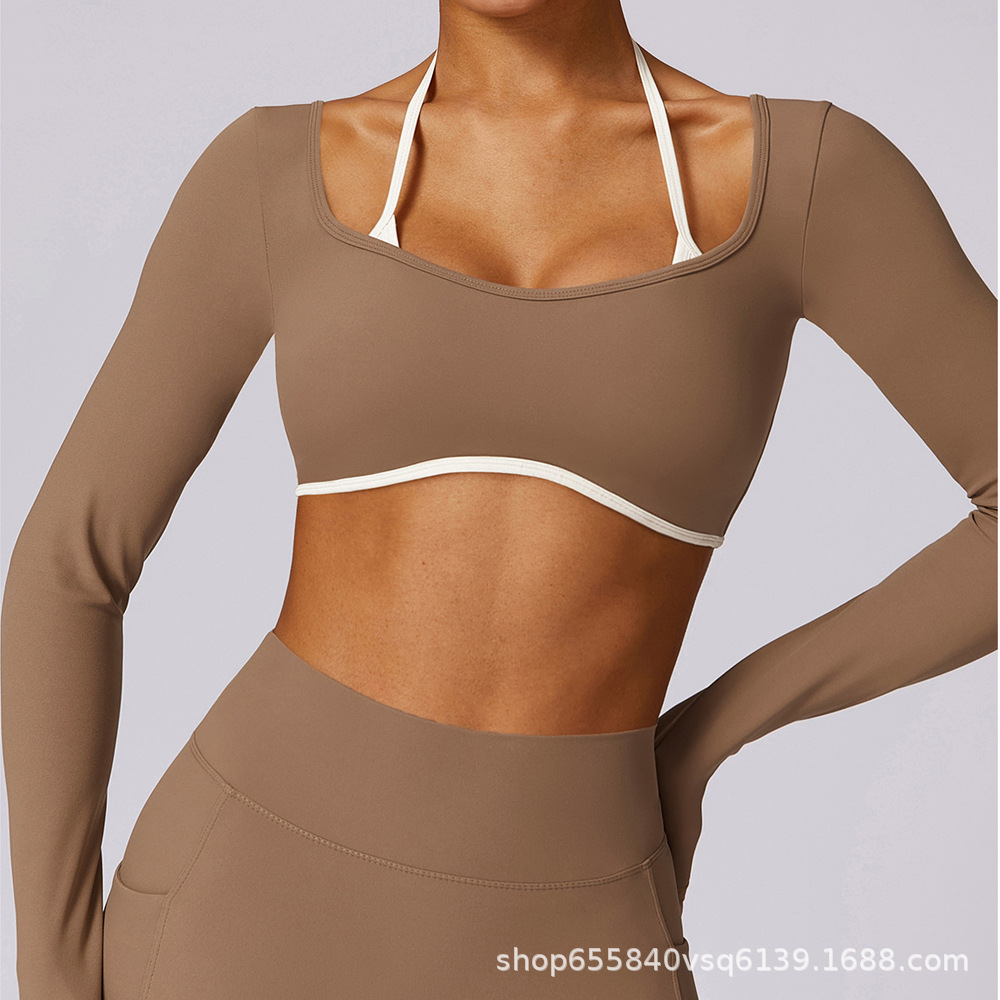 Desnudo delgado seco rápido ropa de yoga de espalda camiseta deportiva de manga larga camiseta de ejercicio de manga larga image 9