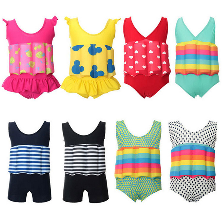 Buoyancy swimsuit children detachable floating one-piece training floating swimsuit quick-drying boys and girls swimwear wholesale