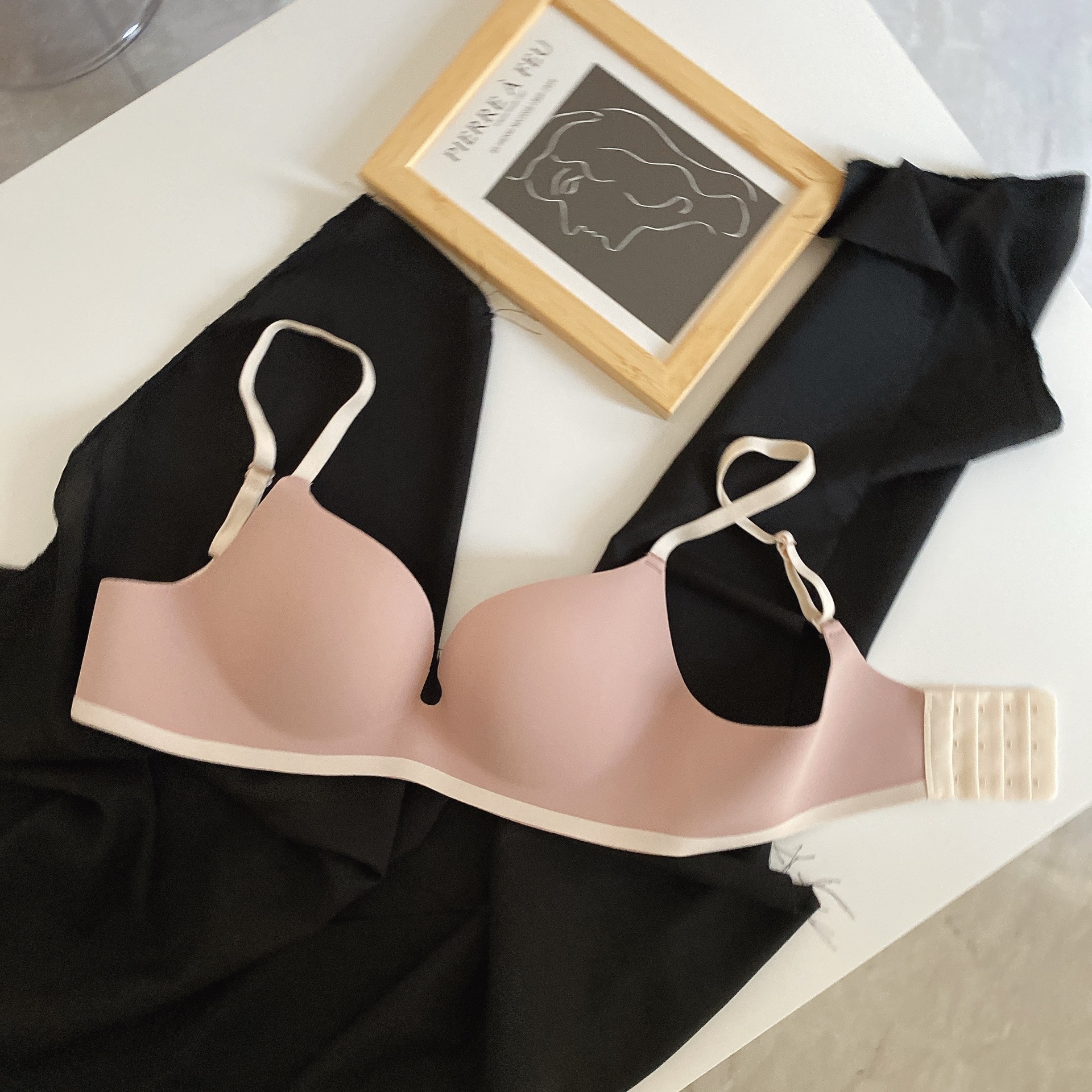 Colores de contraste que no dejan marcas, recolección lateral, soporte superior, leche antideslizante, ropa interior antiflacidez, sujetador de texto para niñas, senos pequeños, grandes