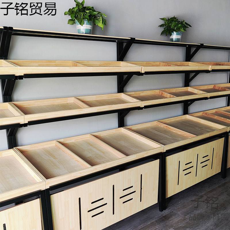 .蛋糕展示柜市水果架货架多功能水果架架蔬菜架子钢木架水果店柜
