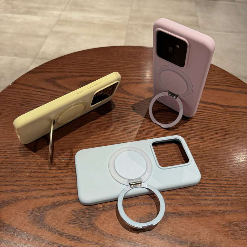 Suitable for Xiaomi 13 Mobile Phone Case Liquid Silicone Pure Color 360 All-Inclusive 14 Rotating Bracket Point 15P New Protective Cover