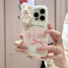 ロマンチックなバニー Apple 13 携帯電話ケース iPhone16/14 女性 15/12pro/11 セット XS フルプロマックスに適しています