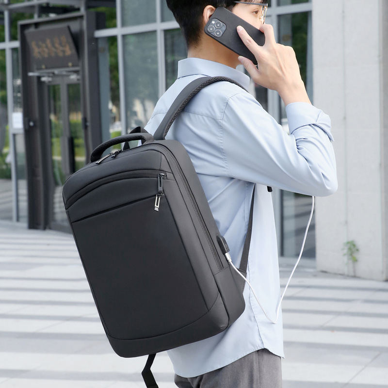 Business Backpack High-grade Solid Color Large Capacity Backpack Commuter Laptop Men's Laptop Bag Cross-border
