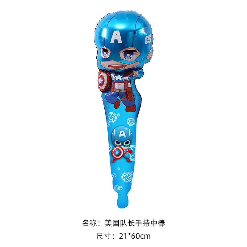 Captain America holds the middle stick