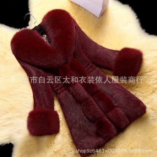 Модная женская шуба из искусственного меха кролика 2024 года, средней длины, осенне-зимняя, из искусственного меха лисы