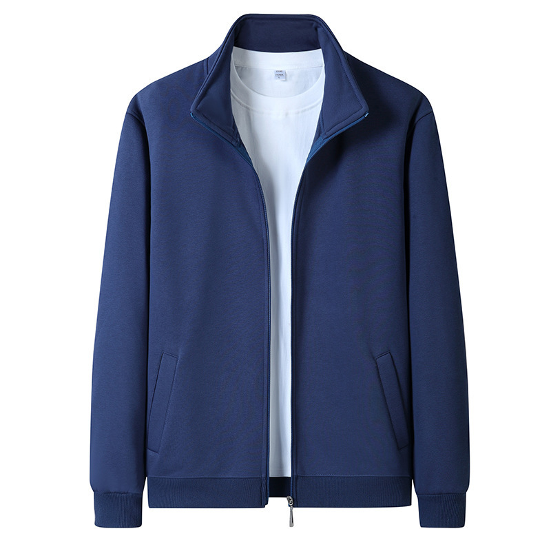 Autumn and Winter Velvet Thickeneded Sports Casual Stand-Up Collar Sweatshirt Men's Cotton Large Size Short Student Cardigan Jacket