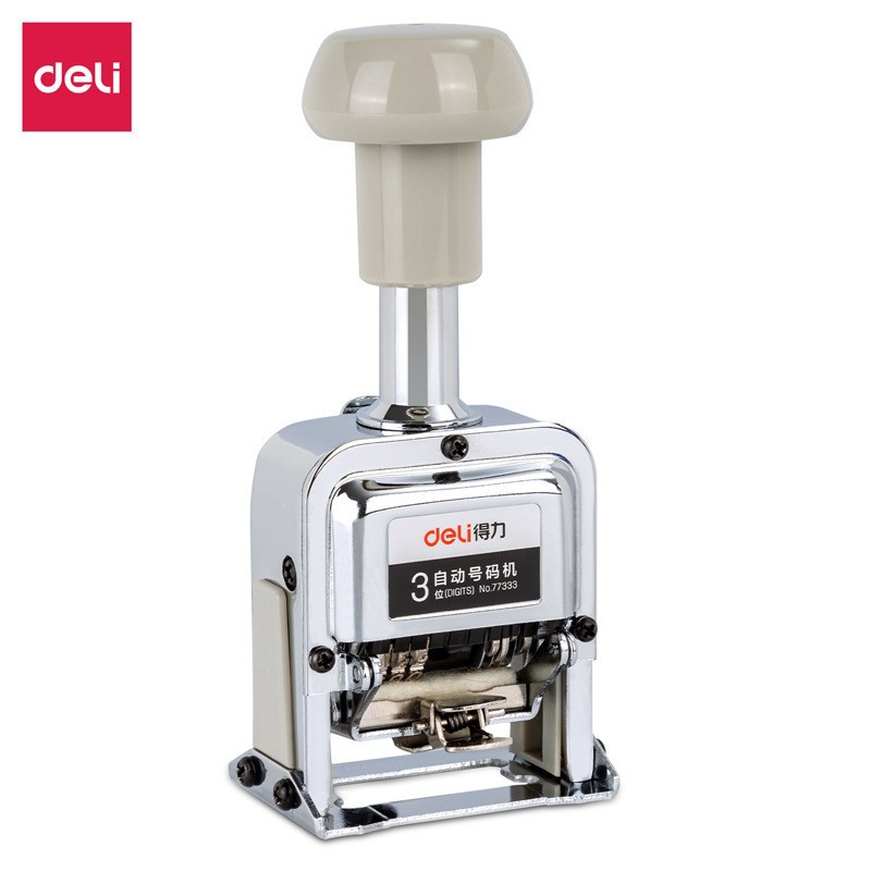 Deli 77333 máquina de número automático de tres bits máquina de codificación de número de salto automático de 2 bits manual de contabilidad de máquina digital de metal