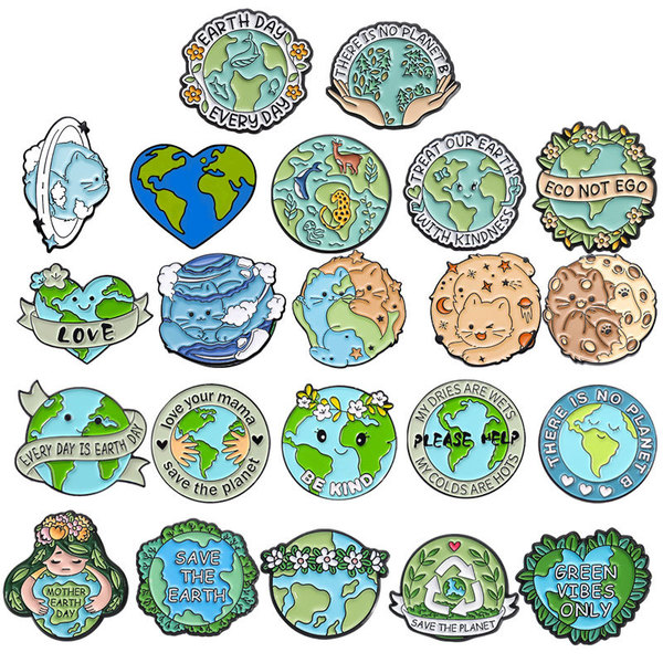 Environmental collection loves the earth brooches green round…