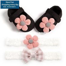 0-18M Newborn Baby Girls Boys Crib Shoes Cotton Flowers跨境