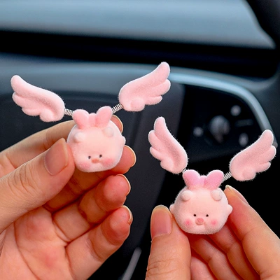 Flocked Little Flying Pig: Car ornaments