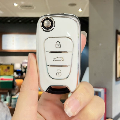 Suitable for Beijing Hyundai Key — Car key bag - modern-e-style-folding-silver-white-single-shell
