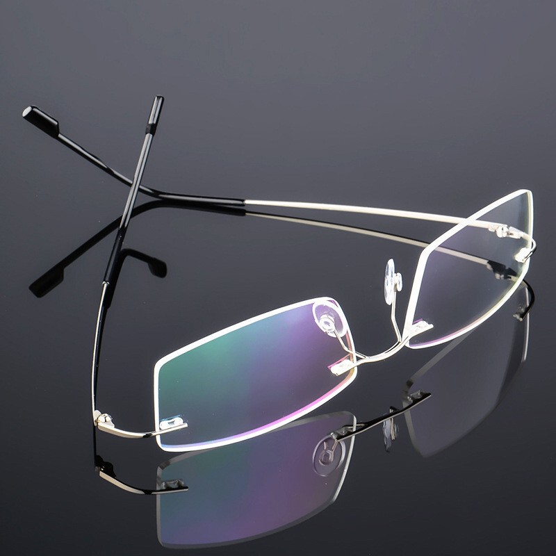 New Ultra-Light Rimless Titanium Glasses Frame for Men, Business Myopia Frame, Foldableable Temples, Women's Frameless