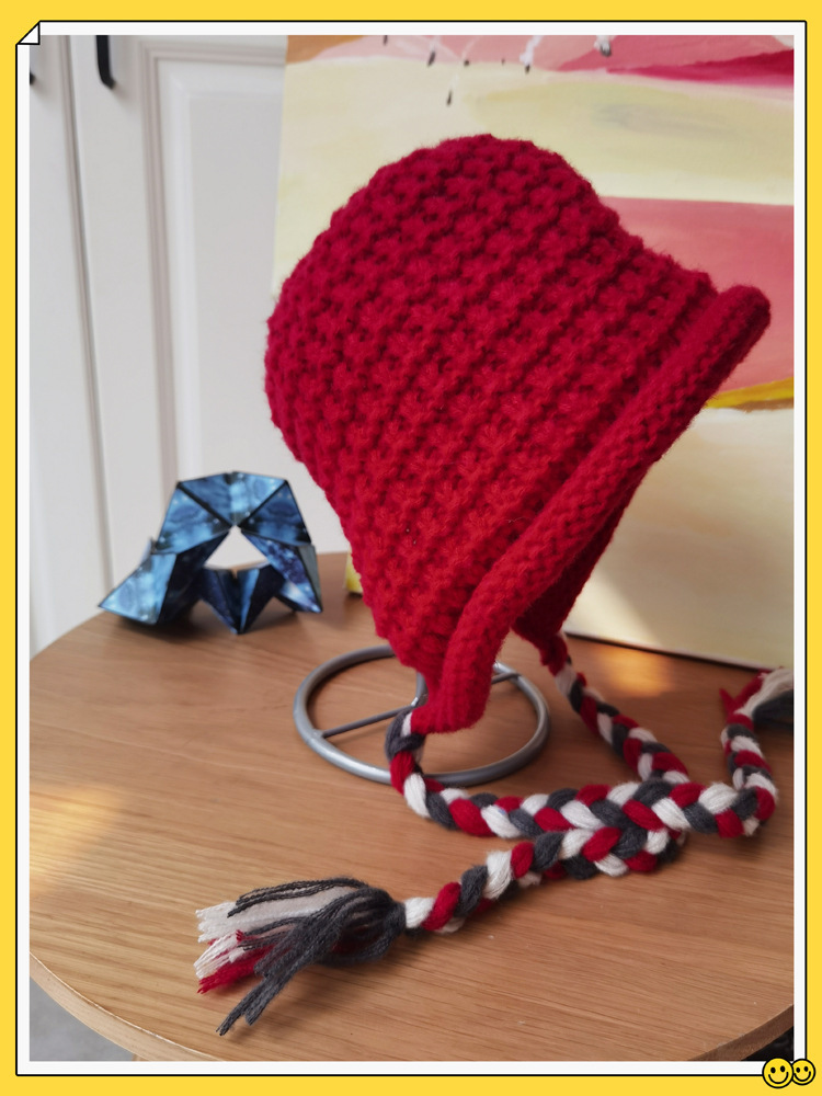 Tricoté pour femme en automne hiver, avec un petit visage, un style ethnique, un bonnet en tricot chaud et un chapeau Lei Feng_voghion.com