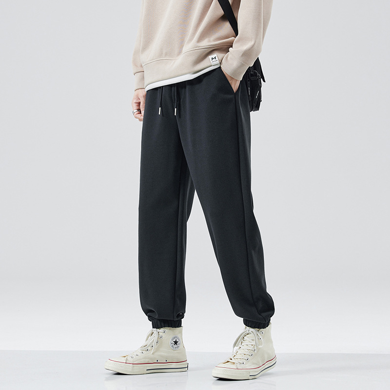 2025 otoño y invierno pantalones deportivos de pies de hombre pantalones de punto de gran tamaño sueltos pesados juveniles casual pantalones de moda image 2