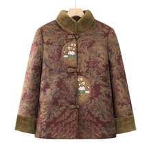 60岁奶奶加绒加厚冬季棉袄女款老年人中式棉服妈妈唐装外套小个子