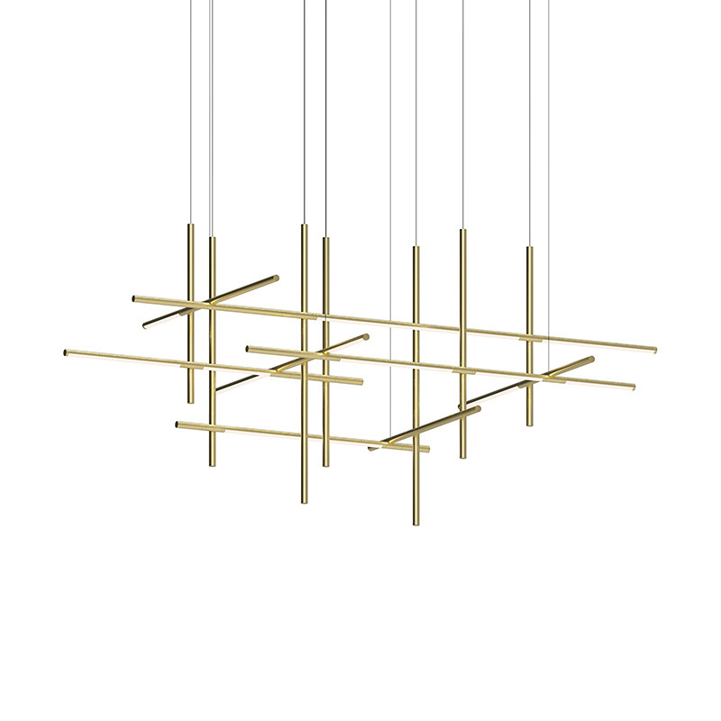 Lámpara vacía Diseñador Hotel Sala de estar Villa Líneas largas Escaleras LED Candelabro de comedor Proyecto Candelabro simple