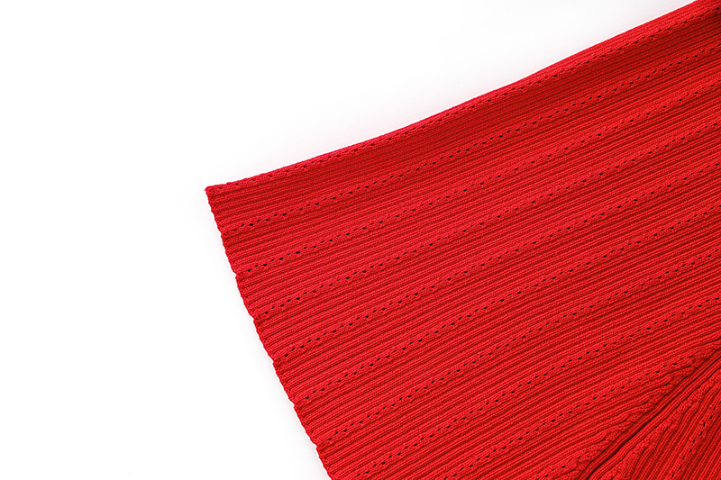 Vêtements pour femmes automne et hiver nouvelle robe rouge à col en V tempérament slim bouton d'amour jupe tricotée jupe courte en ligne A_voghion.com