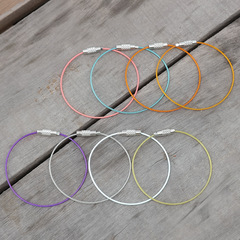 Outdoor Accessories Rainbow Color Stainless Steel Wire Rope Wire Ring Keychain Key Ring DIY Accessory Wire Ring