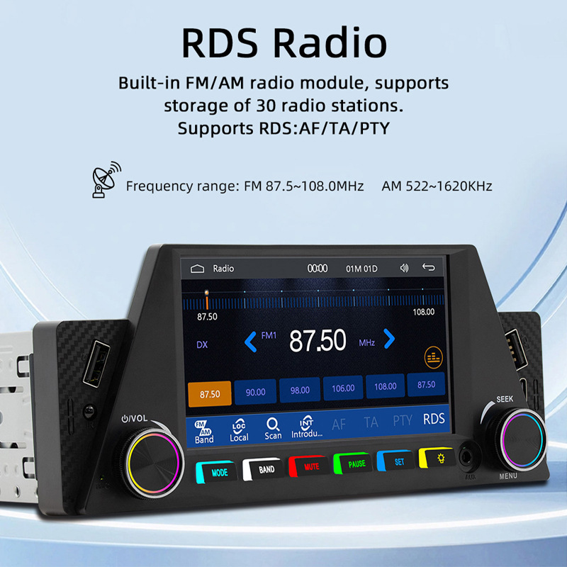 4.7 inch wireless carplay single spindle car mp5 player multimedia bluetooth card central control navigation 12V