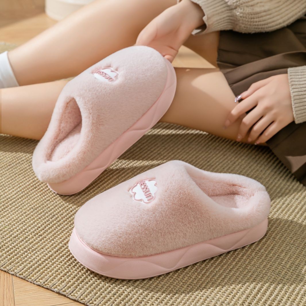 韩版踩屎感棉拖男士冬季室内保暖家居厚底情侣外穿毛绒棉拖女拖鞋