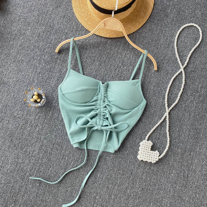 77g Weight Cotton, Rib Fabrics Fabric Type Short Top Length Vest Tops Type Holiday, Daily, Selfie Occasion Strap Neckline Slim Fit Type Solid Color Pattern Summer Season Women's Gender Casual, Elegant, Streetwear Style Wholesale Women's Casual Elegant Streetwear Solid Color Tank Tops 3