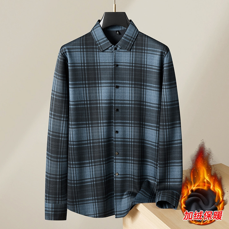 2025年 冬季加绒款  加绒衬衫长袖大码男装大佬加肥加大1013