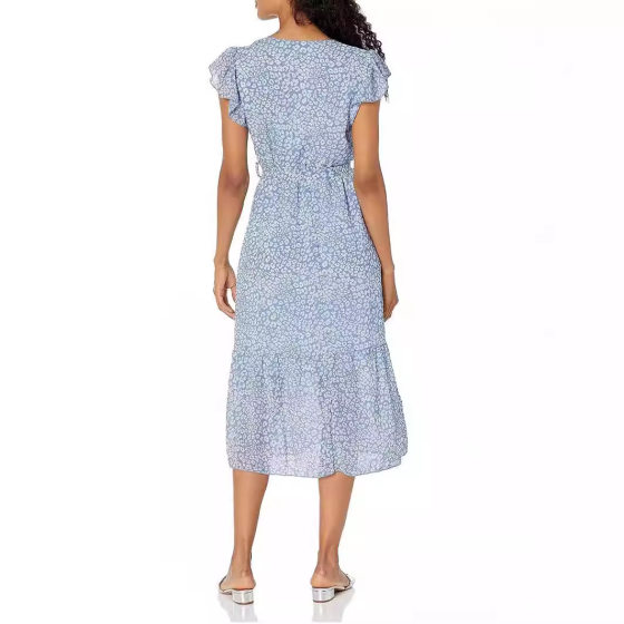 European and American foreign trade cross-border Amazon independent station 2024 new women's long summer short sleeve printed dress
