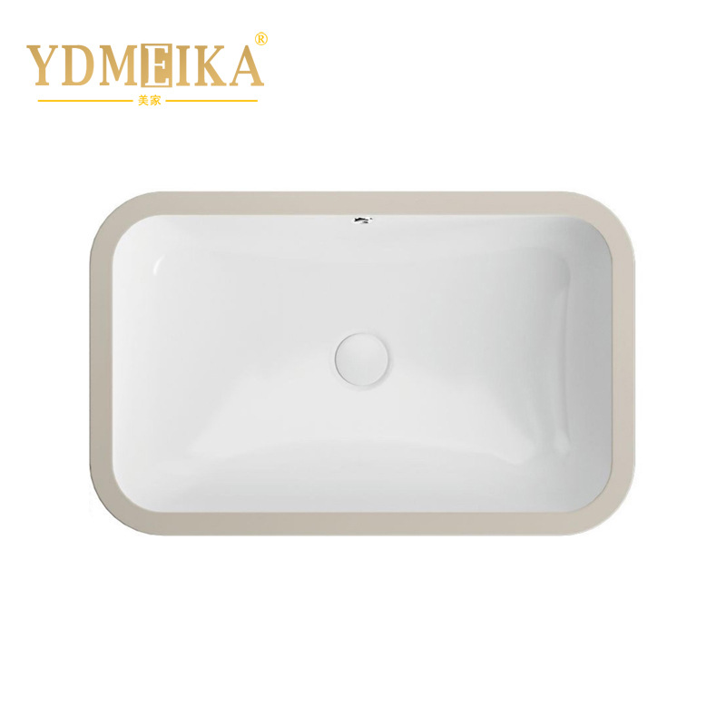 High temperature firing ceramic under-table basin square flat bottom rounded stone basin export type embedded ceramic basin K28