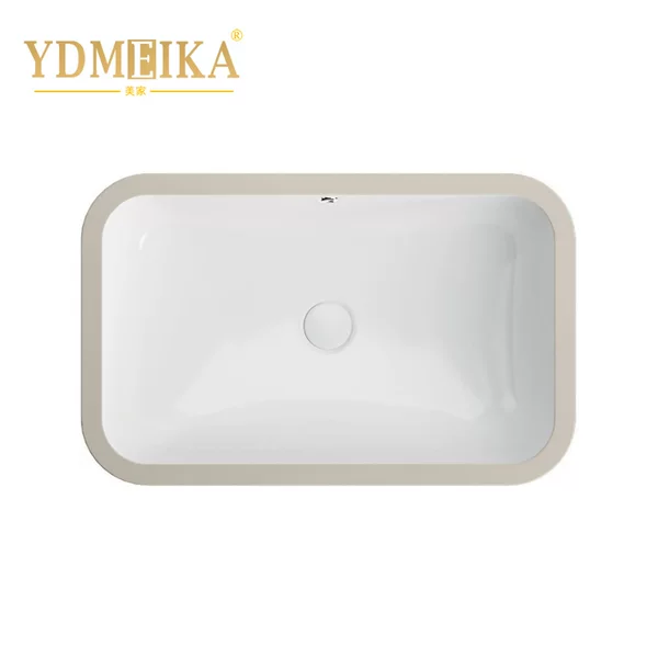 High temperature firing ceramic under-table basin square flat bottom rounded stone basin export type embedded ceramic basin K28