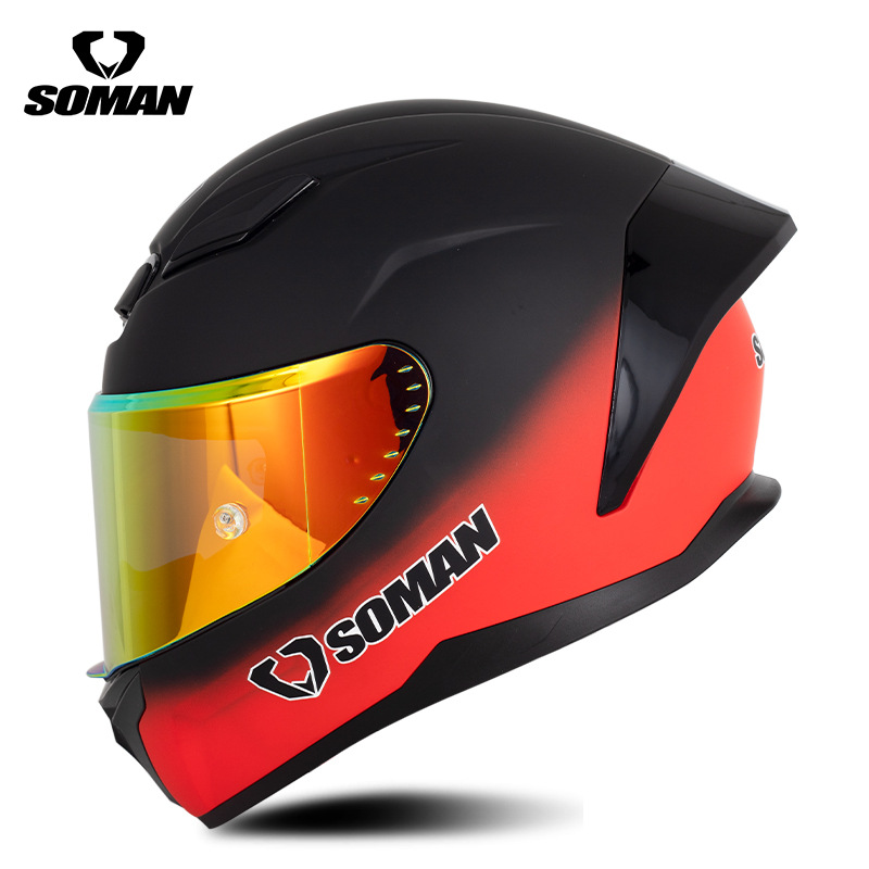新型SOMANオートバイレースヘルメット男女四季機関車騎乗電気自動車カップルヘルメットSM973