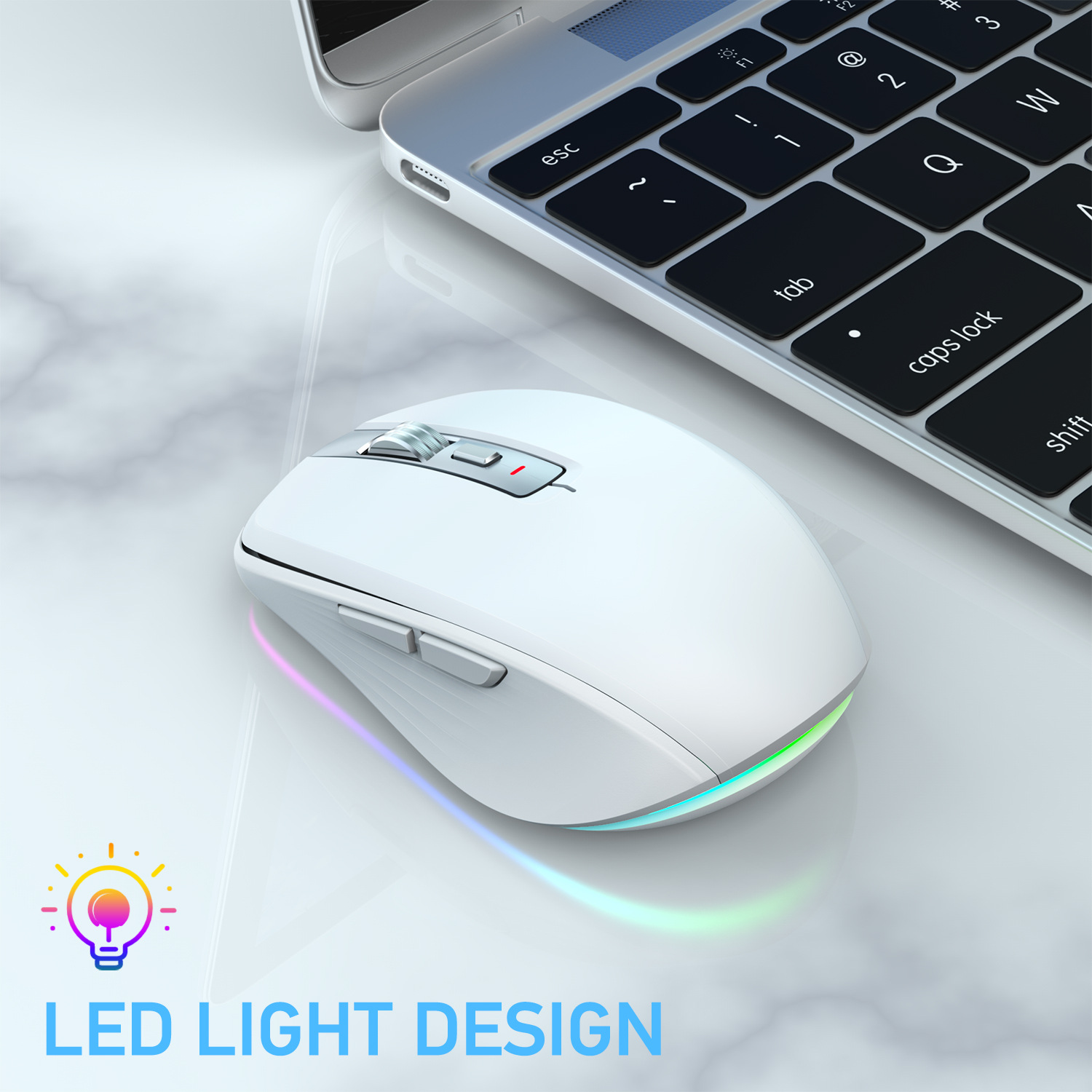 Mouse sem fio Bluetooth 5.1 de modo duplo 2.4G ABS silencioso computador MOUSE2400dpi_voghion.com