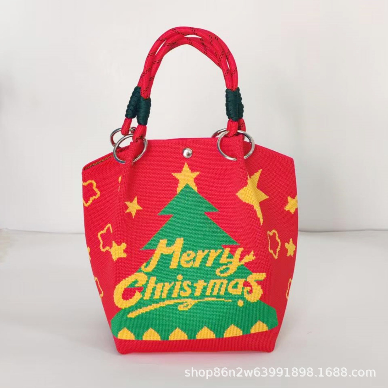Cross-Border Hot-Selling New Christmas Gift Tote Bag, Festive Knitted Bag, Portable Handbag, Commuter Crossbody Bag for Women