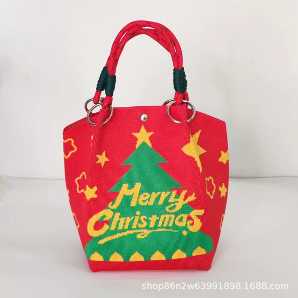 Cross-Border Hot-Selling New Christmas Gift Tote Bag, Festive Knitted Bag, Portable Handbag, Commuter Crossbody Bag for Women
