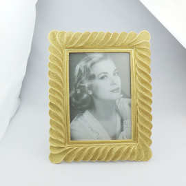 法式浮雕长方形树脂相框6/7寸条纹相框北欧ins卧室相框梳妆台相框