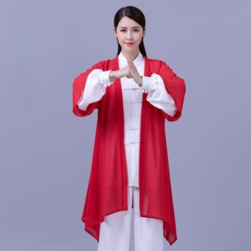 太极服女团体比赛新款单披纱表演披纱中国风男太极拳练功服装舞台