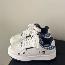 2025春秋新款透气德训休闲板鞋厚底百搭卡通情侣大童小白鞋面包鞋