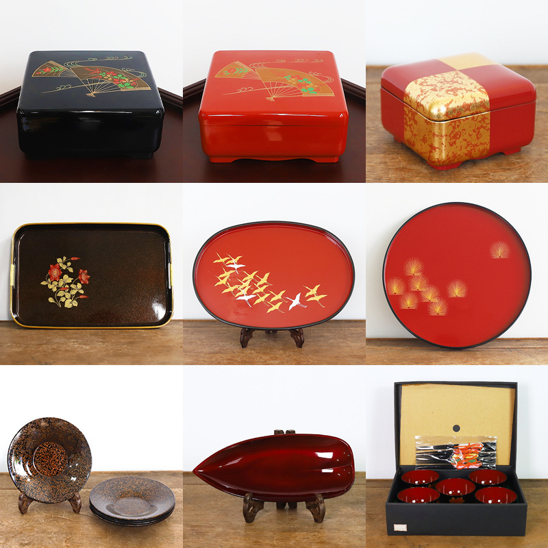 Resin Lacquerware Flower Arrangement Vessel Exquisite Lacquer Box Japanese Food Box Lacquer Plate Old Object Collection Ornaments