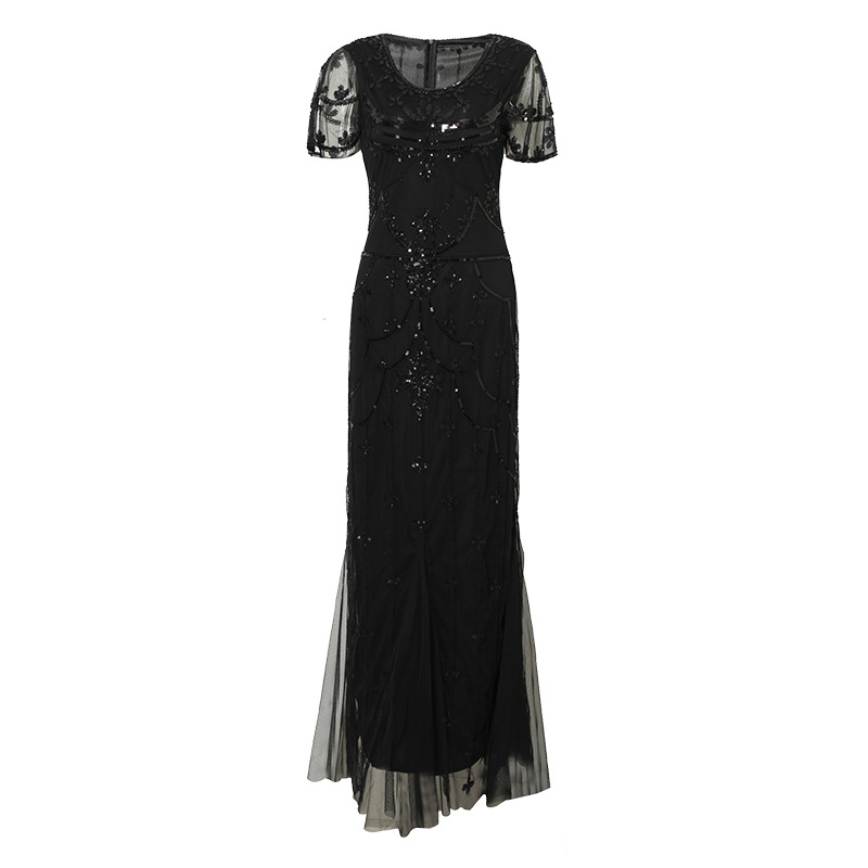Vestido largo retro de los años 20 europeo y americano con lentejuelas, vestido de fiesta, banquete, dama de honor, boda, vestido de noche image 9
