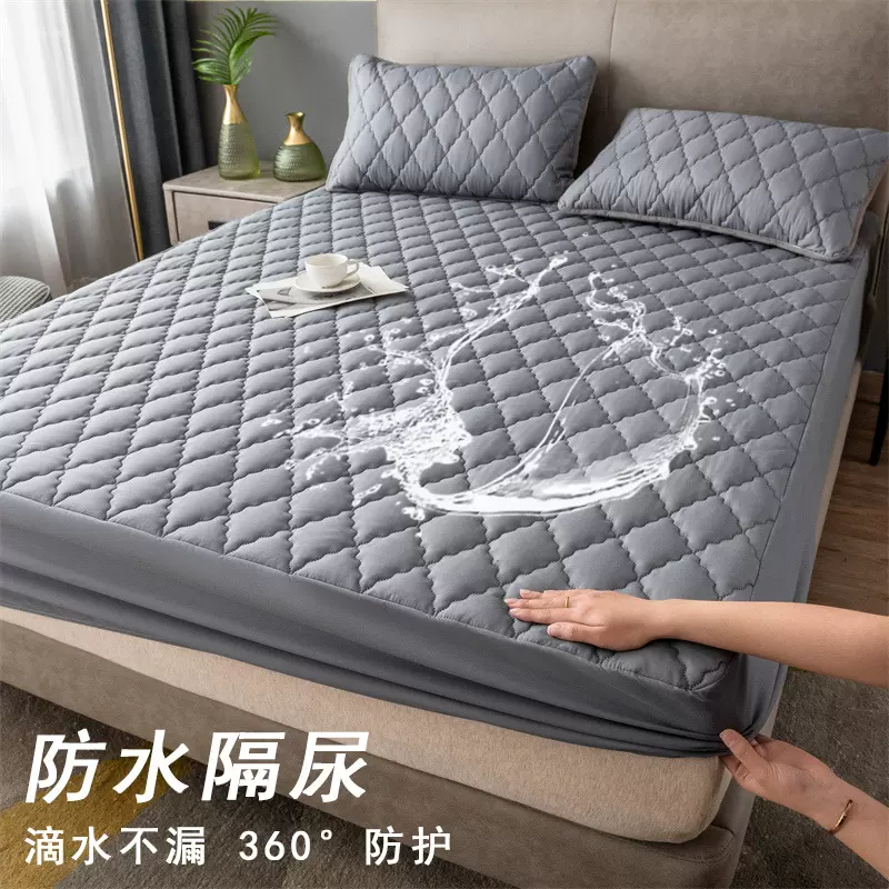 外贸防水床笠夹棉加厚单件隔尿床罩席梦思保护套亚马逊床垫套代发