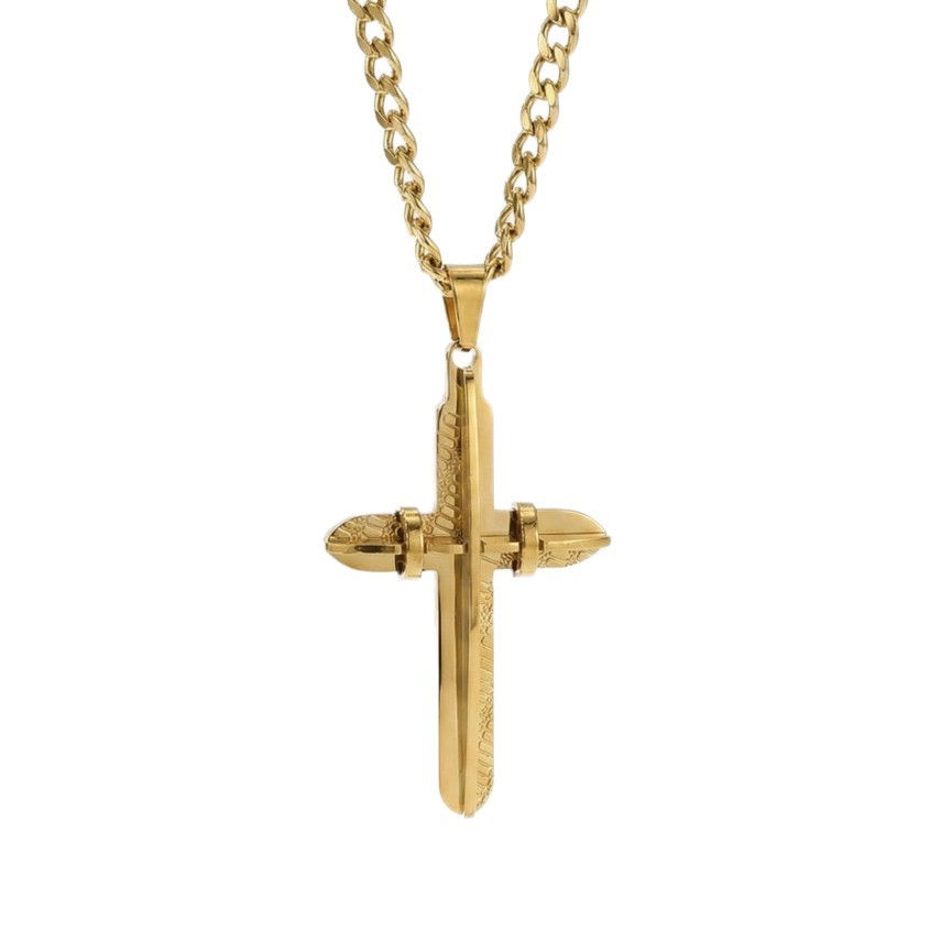 Collier pendentif croix losange long style rétro minimaliste_voghion.com